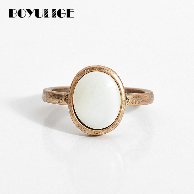 opal ring Bohemian rose gold ring for women girls female valentines day gift engagement