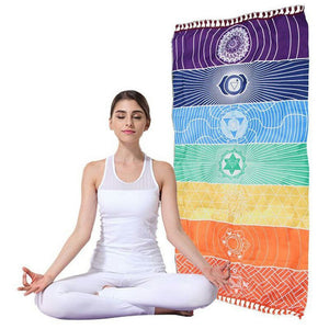 Single Rainbow Chakra Tapestry Towel Carpet Mandala Boho Stripes