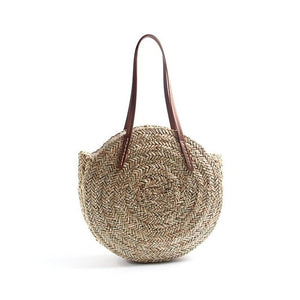 Women Hand Woven Beach Bag Natural Oval Large Big Tote Circle Handbag Round Straw Bags Moroccan Palm Basket Bag