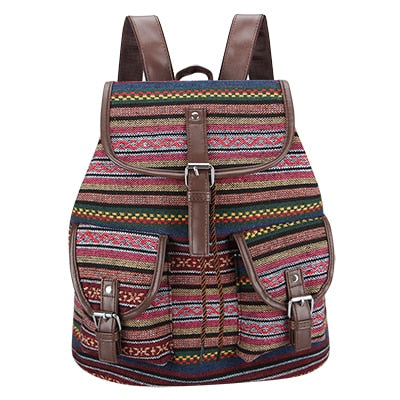 Woven Fabric Female Bagpack Aztec bag