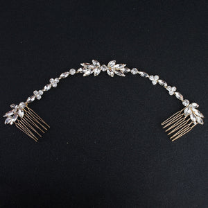 Wedding Scattered Rhinestone Headband Bridal Chain Bride Comb Bridesmaid Headpiece Golden Hair Jewelry