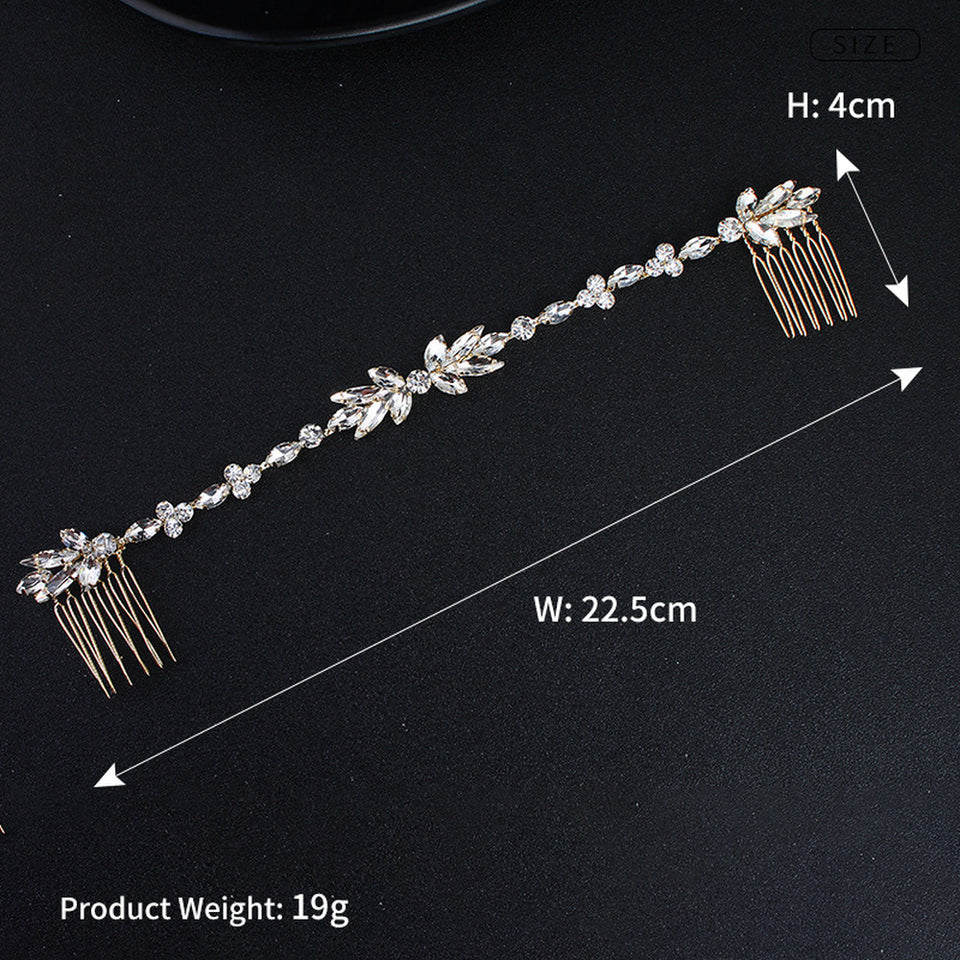 Wedding Scattered Rhinestone Headband Bridal Chain Bride Comb Bridesmaid Headpiece Golden Hair Jewelry