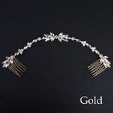 Wedding Scattered Rhinestone Headband Bridal Chain Bride Comb Bridesmaid Headpiece Golden Hair Jewelry