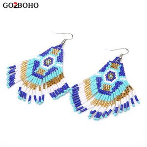 Go2boho Native American Earring Jewelry MIYUKI Seed Beads Long Earrings Boho Earrings Women Beadwork Gift HandWoven