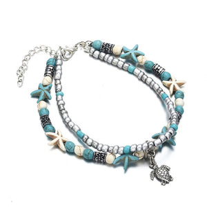 New Popular Bird Design Anklet Boho Chain Bead Summer Beach Foot Jewelry Blue White Starfish Braclet Anklet