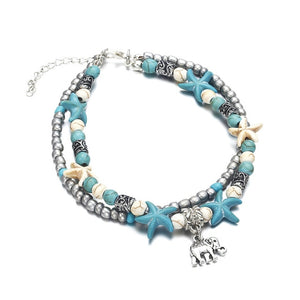 New Popular Bird Design Anklet Boho Chain Bead Summer Beach Foot Jewelry Blue White Starfish Braclet Anklet