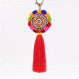 Bohemia Pom Tassel Keychain Bag Charm Women's Boho Handmade Jewelry Keyring For Party