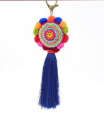 Bohemia Pom Tassel Keychain Bag Charm Women's Boho Handmade Jewelry Keyring For Party