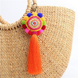 Bohemia Pom Tassel Keychain Bag Charm Women's Boho Handmade Jewelry Keyring For Party