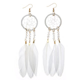 1 Pair Chic Dangle Earrings Shellhard Bohemian Boho Women Dreamcatcher Feather Drop Earring Female Brincos