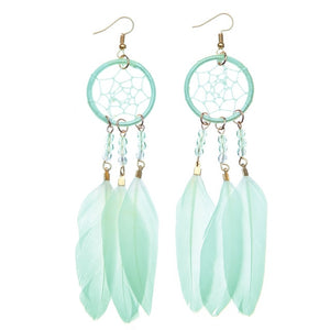 1 Pair Chic Dangle Earrings Shellhard Bohemian Boho Women Dreamcatcher Feather Drop Earring Female Brincos