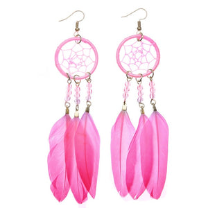 1 Pair Chic Dangle Earrings Shellhard Bohemian Boho Women Dreamcatcher Feather Drop Earring Female Brincos