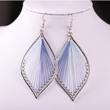 Handmade Wire Wrapped Earrings Dull Silver Leaf Fashion Women Jewelry