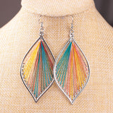 Handmade Wire Wrapped Earrings Dull Silver Leaf Fashion Women Jewelry