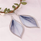 Handmade Wire Wrapped Earrings Dull Silver Leaf Fashion Women Jewelry