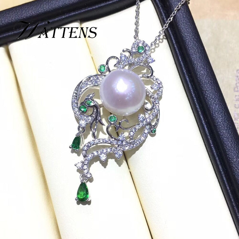 925 sterling silver phoenix necklace for women Natural freshwater pearl necklaces pendants Zircon chain bridal Bohemian jewelry