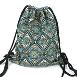 LilyHood Women Fabric Backpack Female Gypsy Bohemian Boho Chic Aztec Ibiza Tribal Ethnic Ibiza Brown Drawstring Rucksack Bags