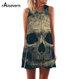 Skull Dress Women 3D Print Sleeveless Summer Mini Dress