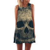 Skull Dress Women 3D Print Sleeveless Summer Mini Dress