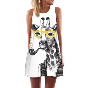 Skull Dress Women 3D Print Sleeveless Summer Mini Dress