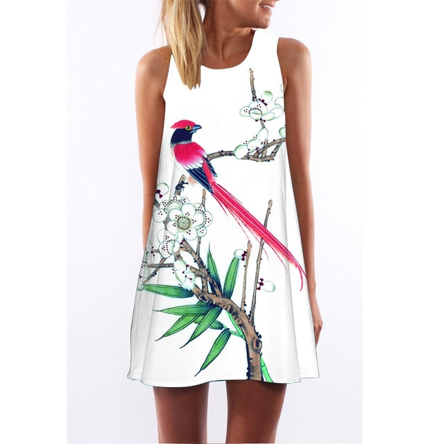 Skull Dress Women 3D Print Sleeveless Summer Mini Dress