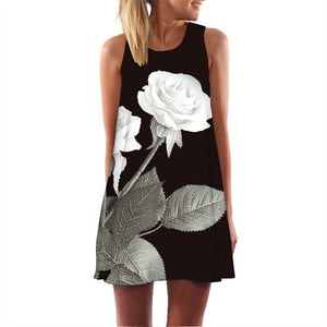 Skull Dress Women 3D Print Sleeveless Summer Mini Dress