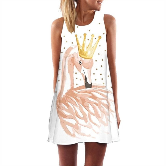 Skull Dress Women 3D Print Sleeveless Summer Mini Dress