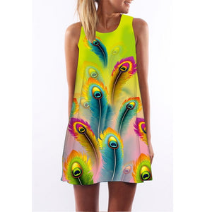 Skull Dress Women 3D Print Sleeveless Summer Mini Dress