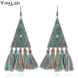 Antique Gold Color Triangle Egyptian Drop Earrings Morocco Dangle Earrings Long Earrings for Women Long Tassel Earrings