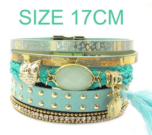 WELLMORE leather bracelets, owl, glass, tassell,Bohemian bracelets for women jewelry wholesale