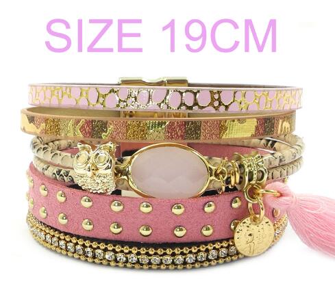 WELLMORE leather bracelets, owl, glass, tassell,Bohemian bracelets for women jewelry wholesale