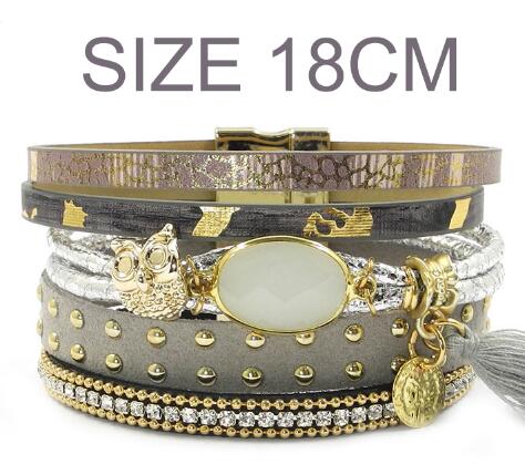 WELLMORE leather bracelets, owl, glass, tassell,Bohemian bracelets for women jewelry wholesale