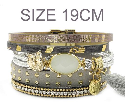 WELLMORE leather bracelets, owl, glass, tassell,Bohemian bracelets for women jewelry wholesale