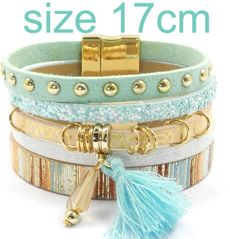 WELLMORE women leather bracelet 6 color bracelets Bohemian chram bracelets for women gift wholesale jewelry