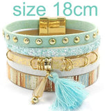 WELLMORE women leather bracelet 6 color bracelets Bohemian chram bracelets for women gift wholesale jewelry