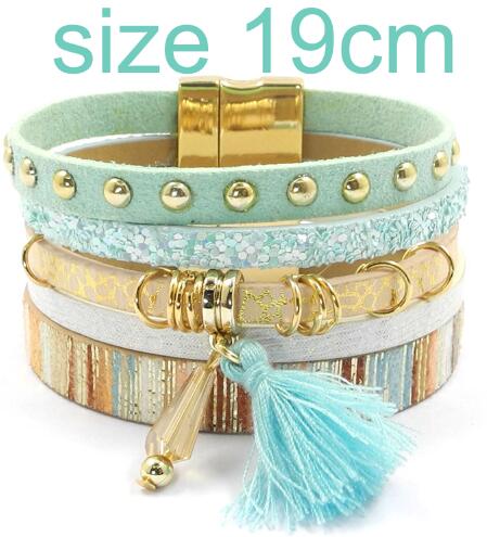 WELLMORE women leather bracelet 6 color bracelets Bohemian chram bracelets for women gift wholesale jewelry