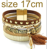 WELLMORE women leather bracelet 6 color bracelets Bohemian chram bracelets for women gift wholesale jewelry