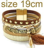 WELLMORE women leather bracelet 6 color bracelets Bohemian chram bracelets for women gift wholesale jewelry