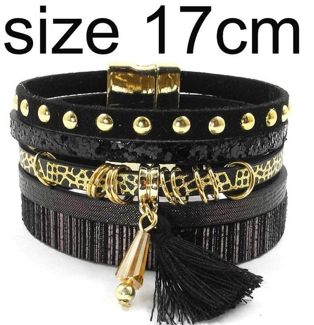 WELLMORE women leather bracelet 6 color bracelets Bohemian chram bracelets for women gift wholesale jewelry