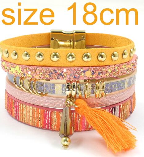 WELLMORE women leather bracelet 6 color bracelets Bohemian chram bracelets for women gift wholesale jewelry