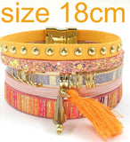 WELLMORE women leather bracelet 6 color bracelets Bohemian chram bracelets for women gift wholesale jewelry