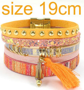 WELLMORE women leather bracelet 6 color bracelets Bohemian chram bracelets for women gift wholesale jewelry