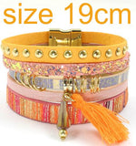 WELLMORE women leather bracelet 6 color bracelets Bohemian chram bracelets for women gift wholesale jewelry