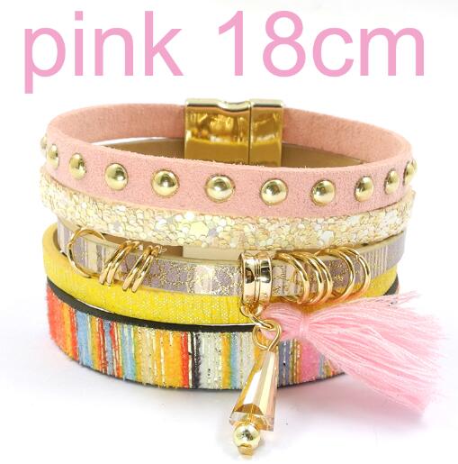 WELLMORE women leather bracelet 6 color bracelets Bohemian chram bracelets for women gift wholesale jewelry