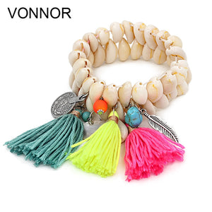 VONNOR Jewelry Bracelet for Women Shell Bracelet Tassel Alloy Pendant Bohemian Bracelets Female Girl Accessories