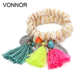 VONNOR Jewelry Bracelet for Women Shell Bracelet Tassel Alloy Pendant Bohemian Bracelets Female Girl Accessories