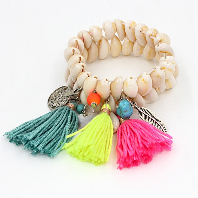 VONNOR Jewelry Bracelet for Women Shell Bracelet Tassel Alloy Pendant Bohemian Bracelets Female Girl Accessories