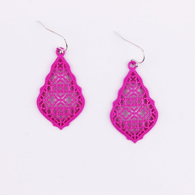 ZWPON Bohemian Gold Filigree Hollow Teardrop Earrings 2018 Famous Brand Jewelry Boho Fashion Women's Morocco Statement Earrings