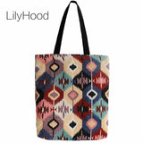 LilyHood Boho Open Tote Bags Female Bohemian Hippie Gypsy Ibiza Style Casual Fabric Over Shoulder Top-Handle Bags