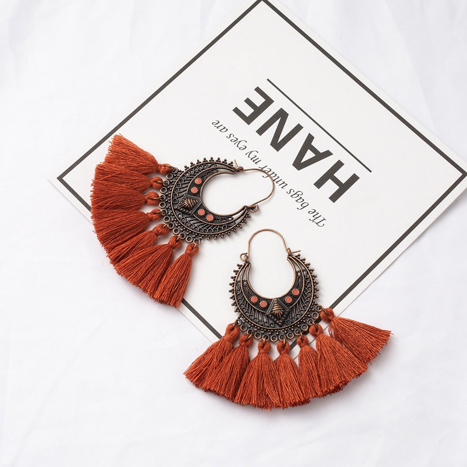 Fashion Handmade Tassel Earrings for Women Bohemia Ethnic Vintage Boho Fringe Statement Earring Charm Jewelry Gifts